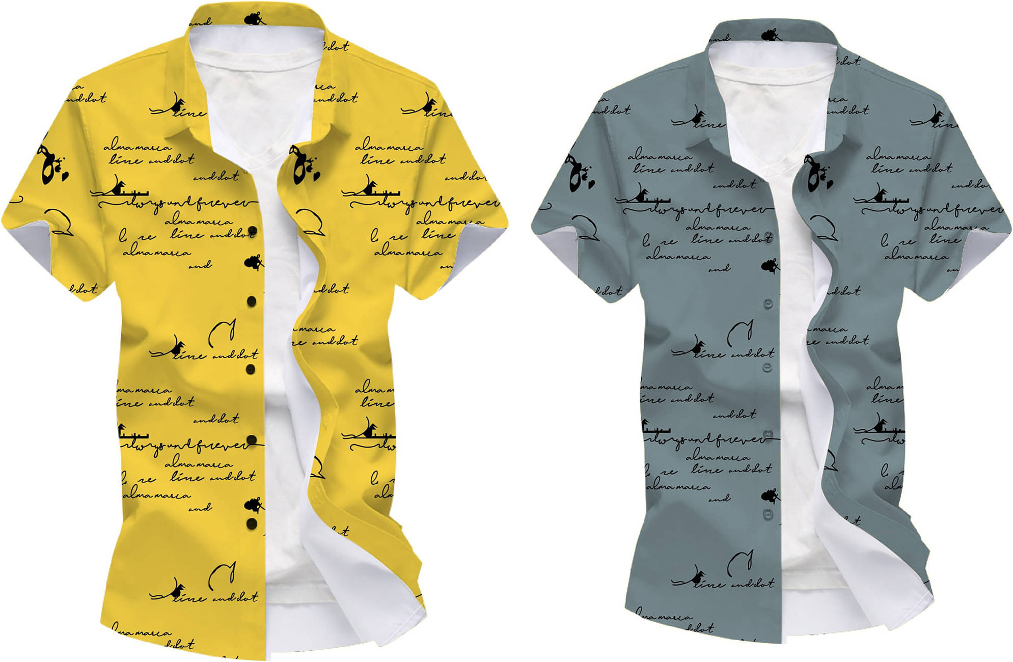     			Blue dove Elastane Regular Fit Printed Half Sleeves Men's Casual Shirt - Yellow ( Pack of 2 )