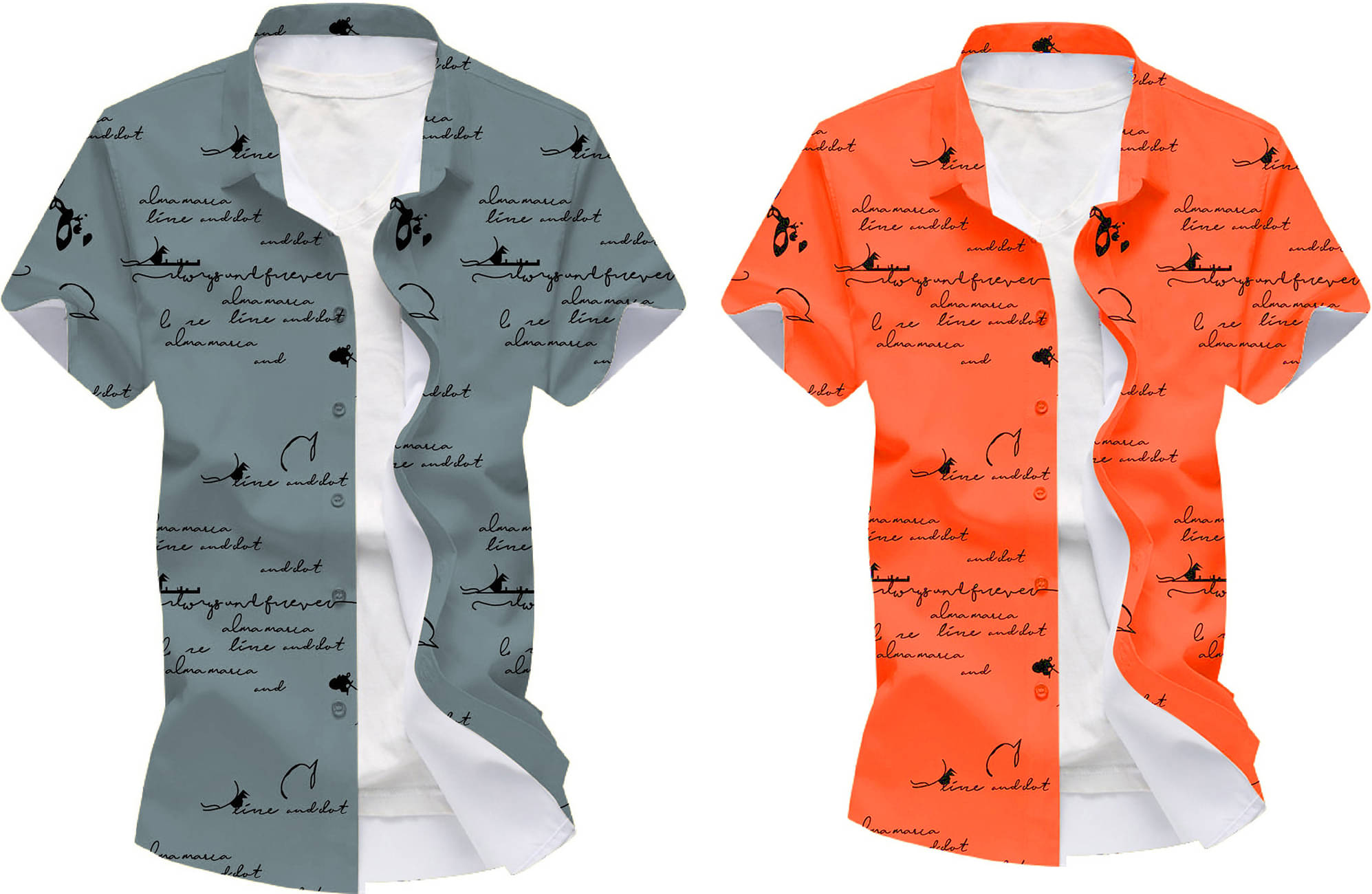     			Blue dove Elastane Regular Fit Printed Half Sleeves Men's Casual Shirt - Grey ( Pack of 2 )