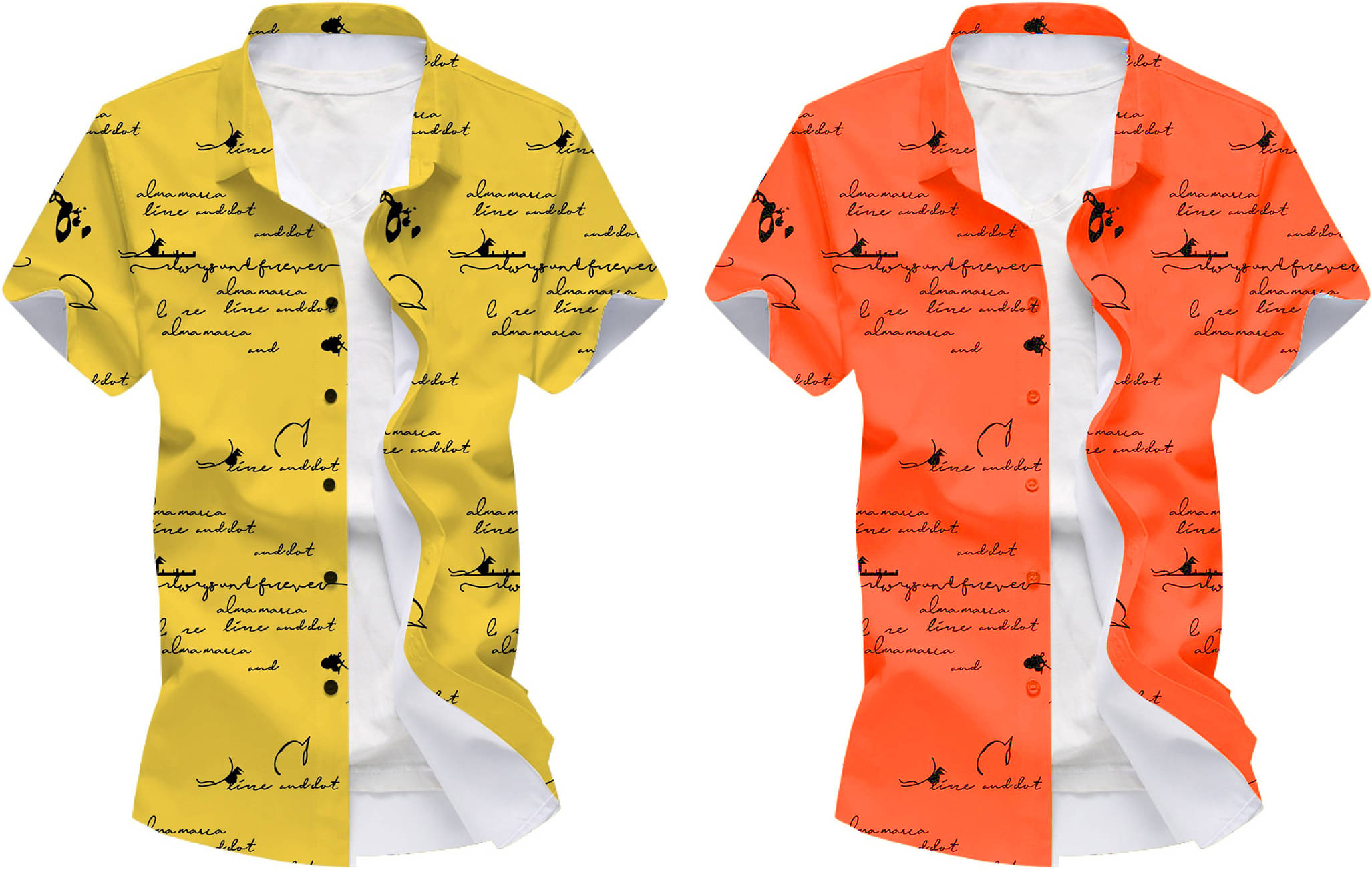     			Blue dove Elastane Regular Fit Printed Half Sleeves Men's Casual Shirt - Orange ( Pack of 2 )