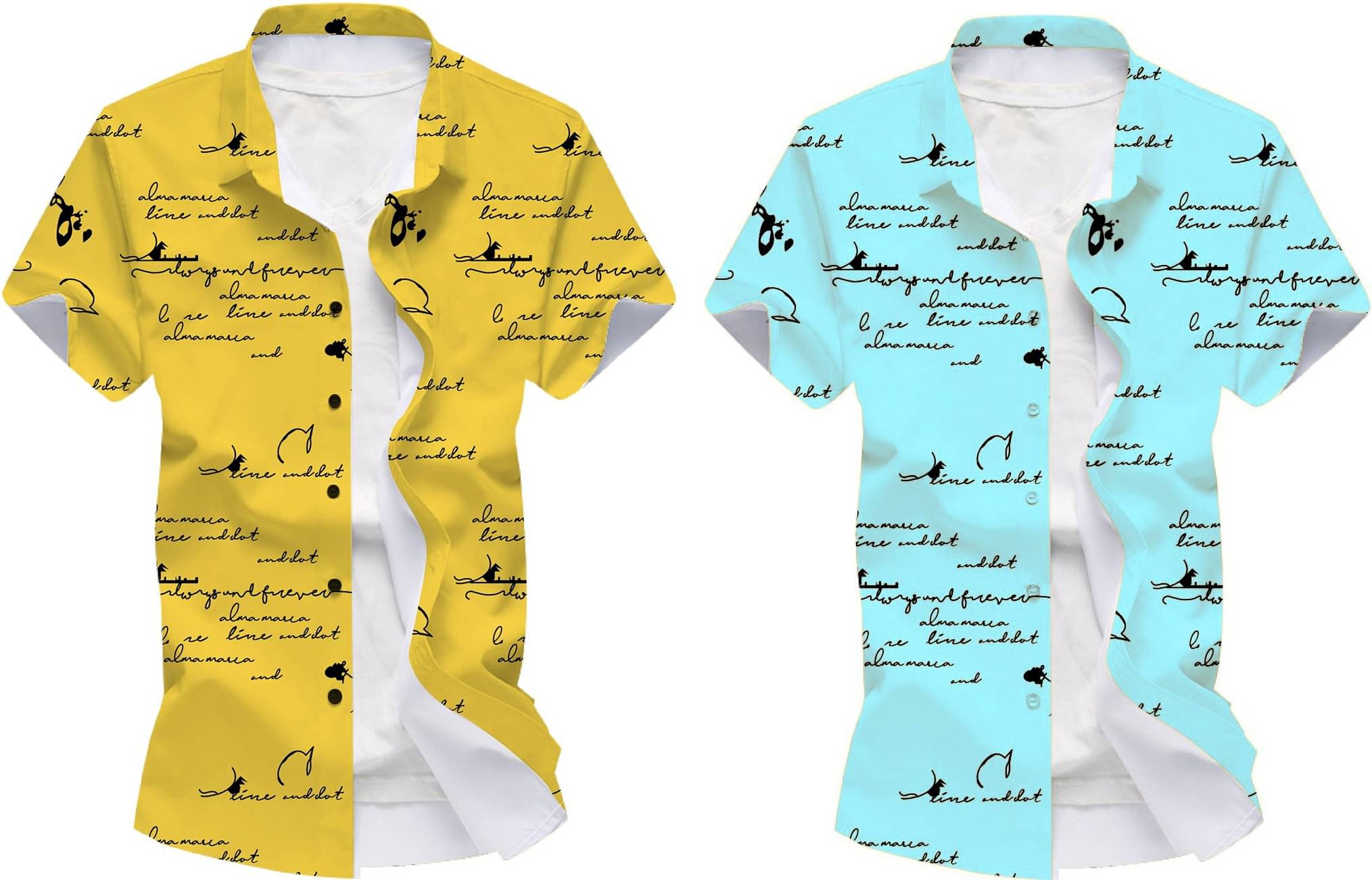     			Blue dove Elastane Regular Fit Printed Half Sleeves Men's Casual Shirt - Yellow ( Pack of 2 )