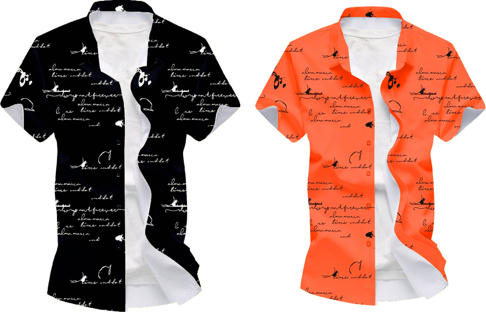    			Blue dove Elastane Regular Fit Printed Half Sleeves Men's Casual Shirt - Orange ( Pack of 2 )