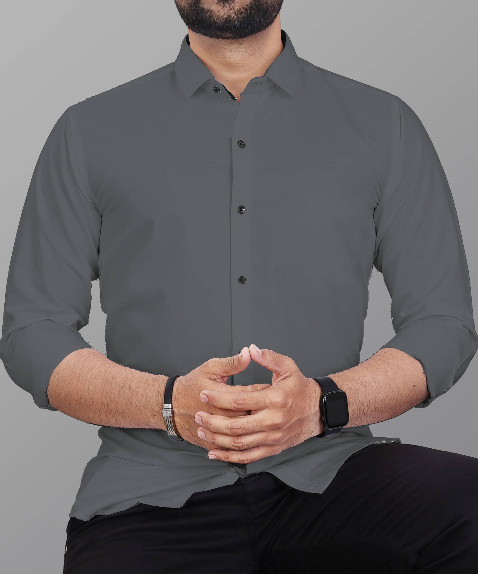     			Bluedove Cotton Blend Regular Fit Solids Full Sleeves Men's Casual Shirt - Grey ( Pack of 1 )