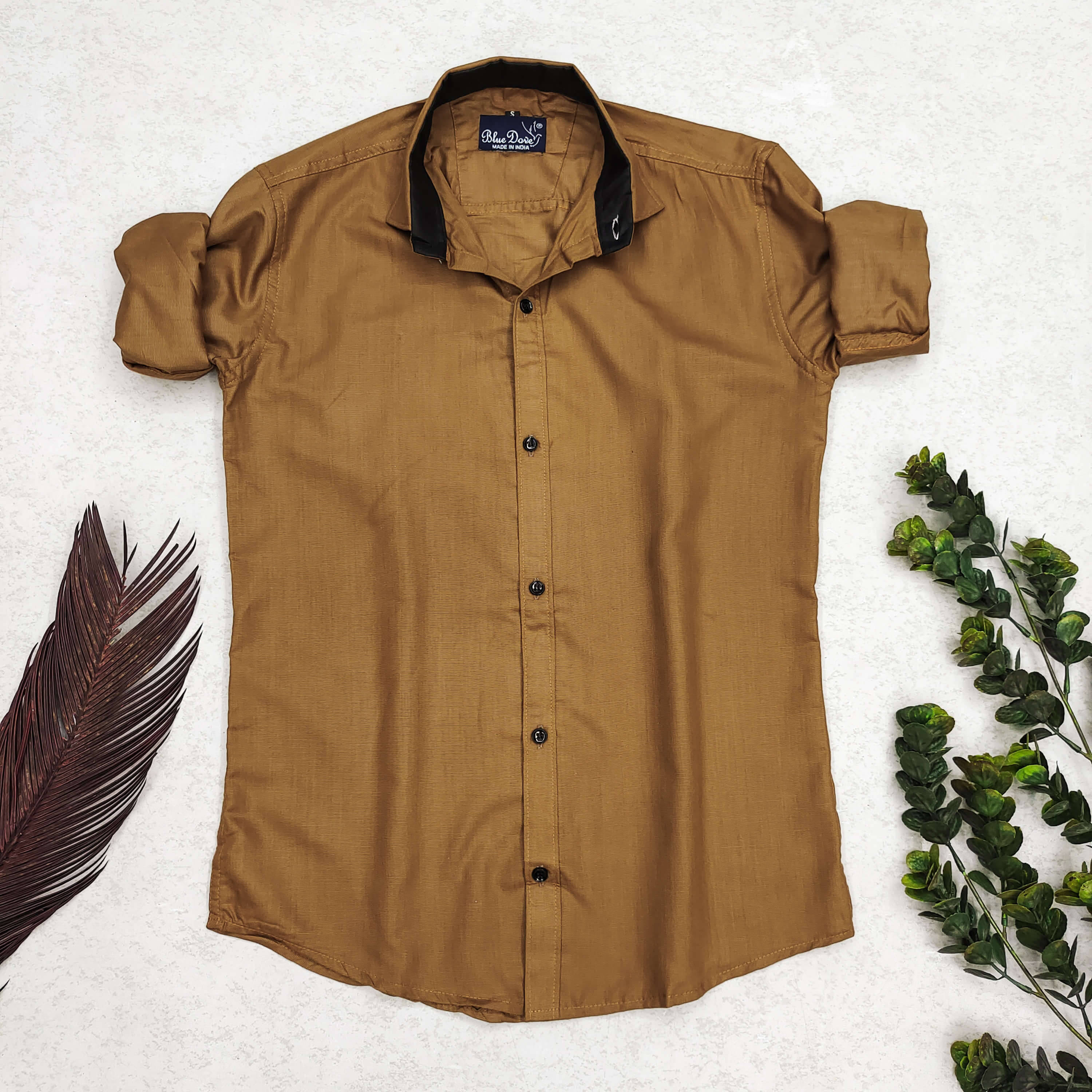     			Bluedove Cotton Blend Regular Fit Solids Full Sleeves Men's Casual Shirt - Brown ( Pack of 1 )