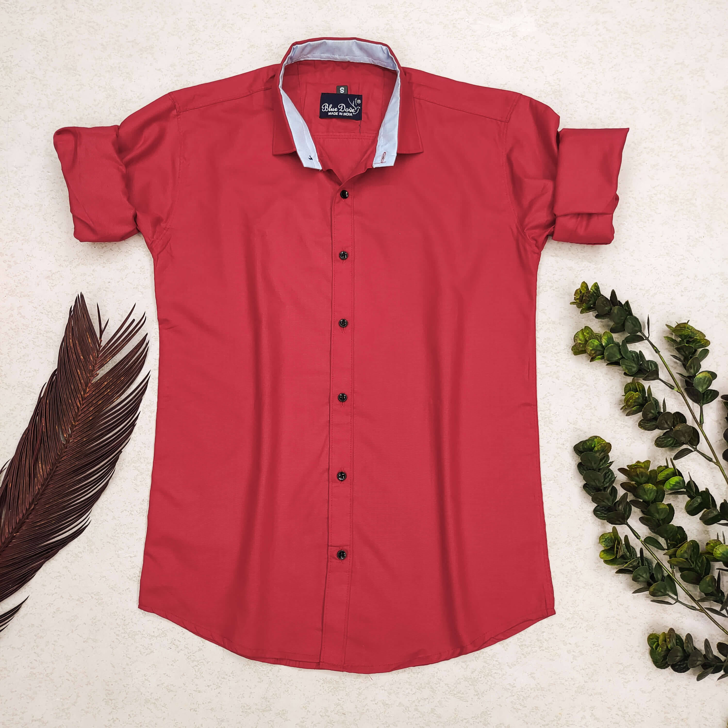     			Bluedove Cotton Blend Regular Fit Solids Full Sleeves Men's Casual Shirt - Red ( Pack of 1 )