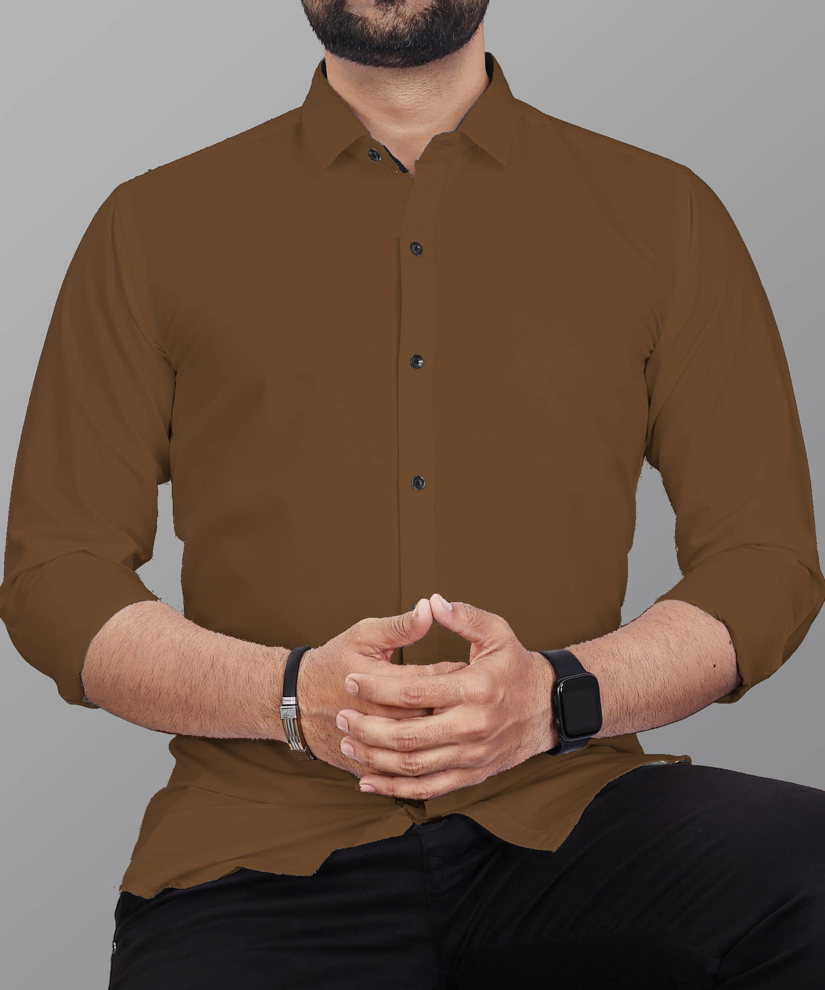 Bluedove Cotton Blend Regular Fit Solids Full Sleeves Men's Casual Shirt - Grey ( Pack of 1 )