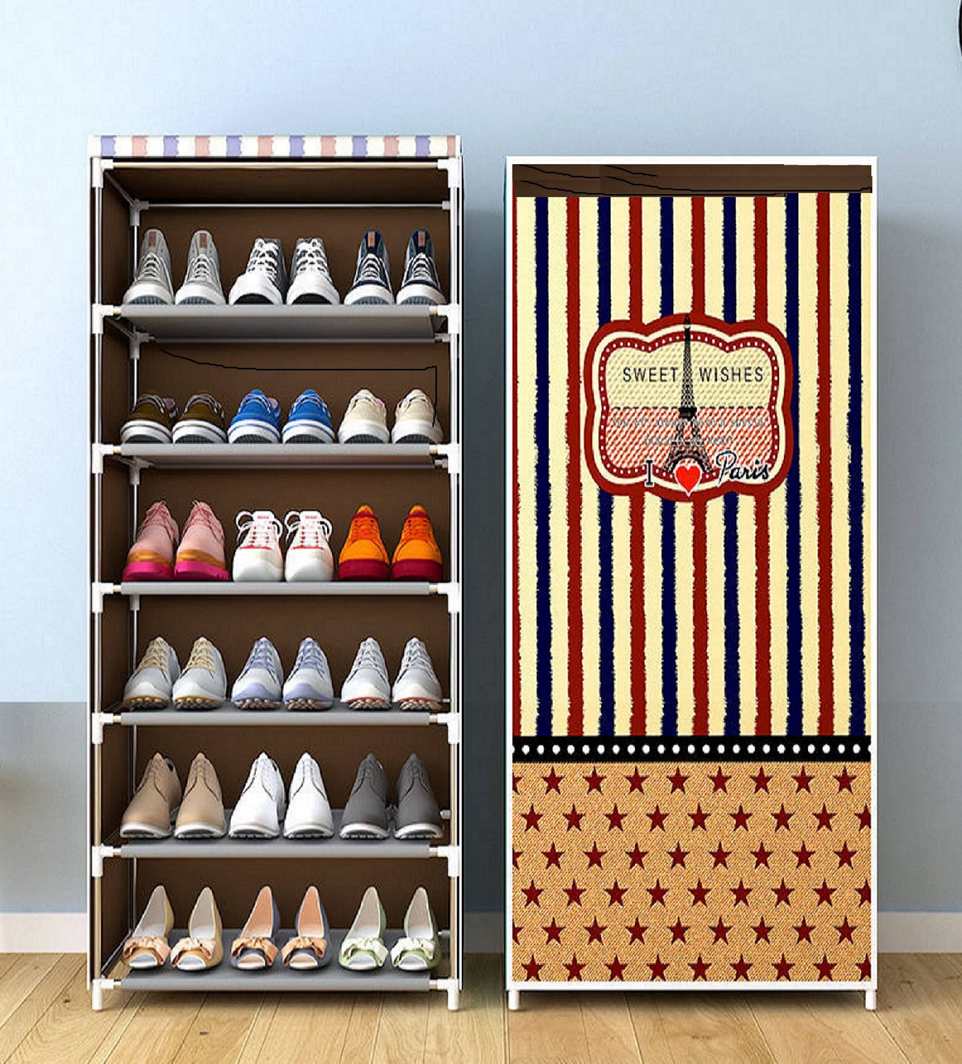 PrettyKrafts Plastic Tier Shoe Rack Black