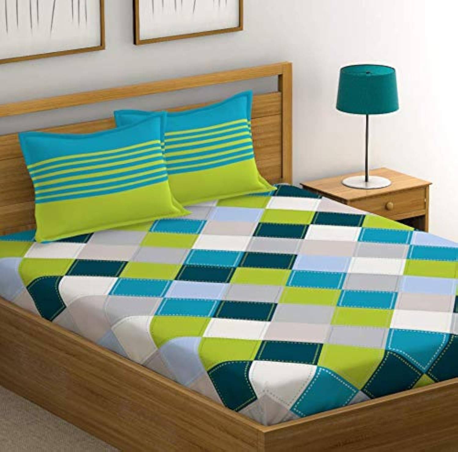 DESHBANDHU DBK Cotton 1 Double Bedsheet with 2 Pillow Covers ( Blue ) DESHBANDHU DBK Cotton 1 Double Bedsheet with 2 Pillow Covers ( Blue )