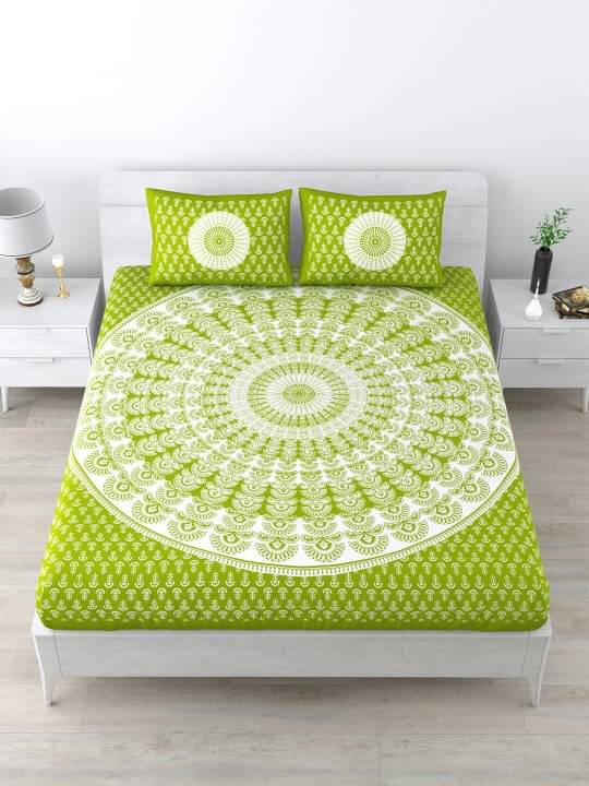     			DESHBANDHU DBK Cotton 1 Double Bedsheet with 2 Pillow Covers ( Olive )