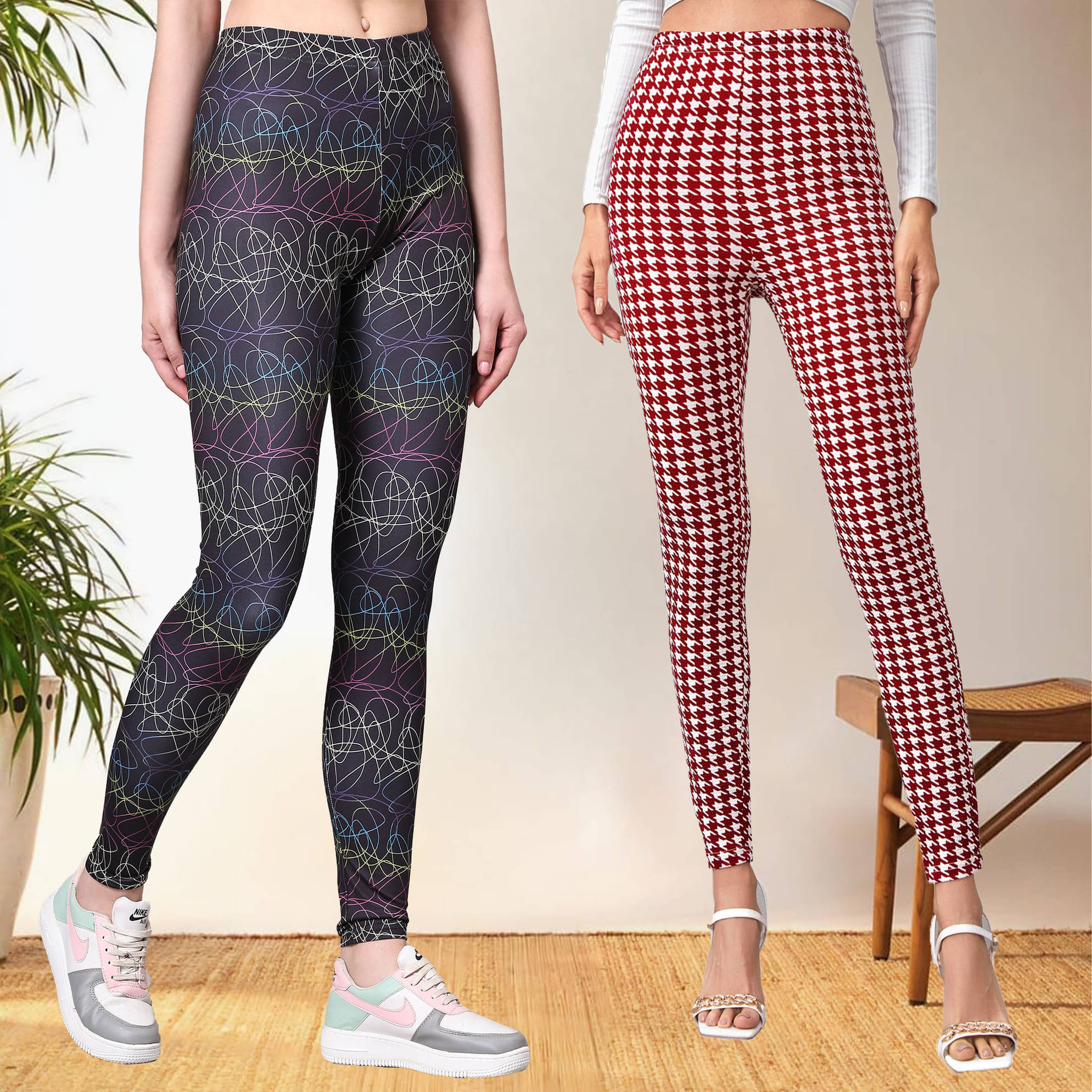     			DTR FASHION - Cotton Blend Regular Fit Multicolor Women's Jeggings ( Pack of 2 )