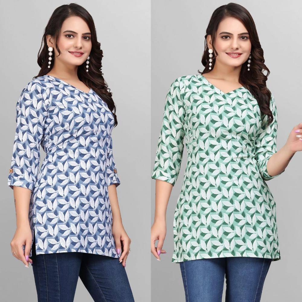     			Devakii Women's Cotton Blend Tunic ( Mint Green )