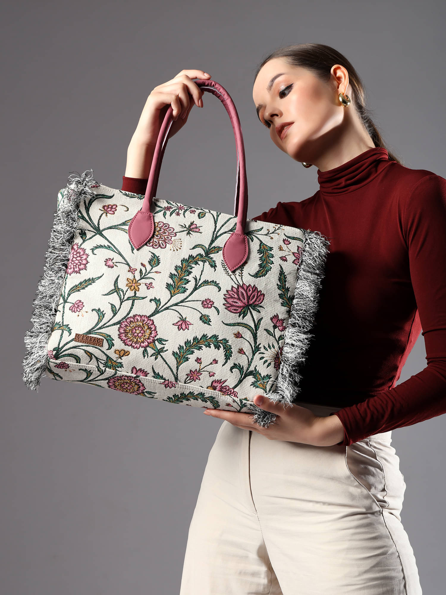     			ENSAC Tote Bag Cotton Set of 1 ( Pink )