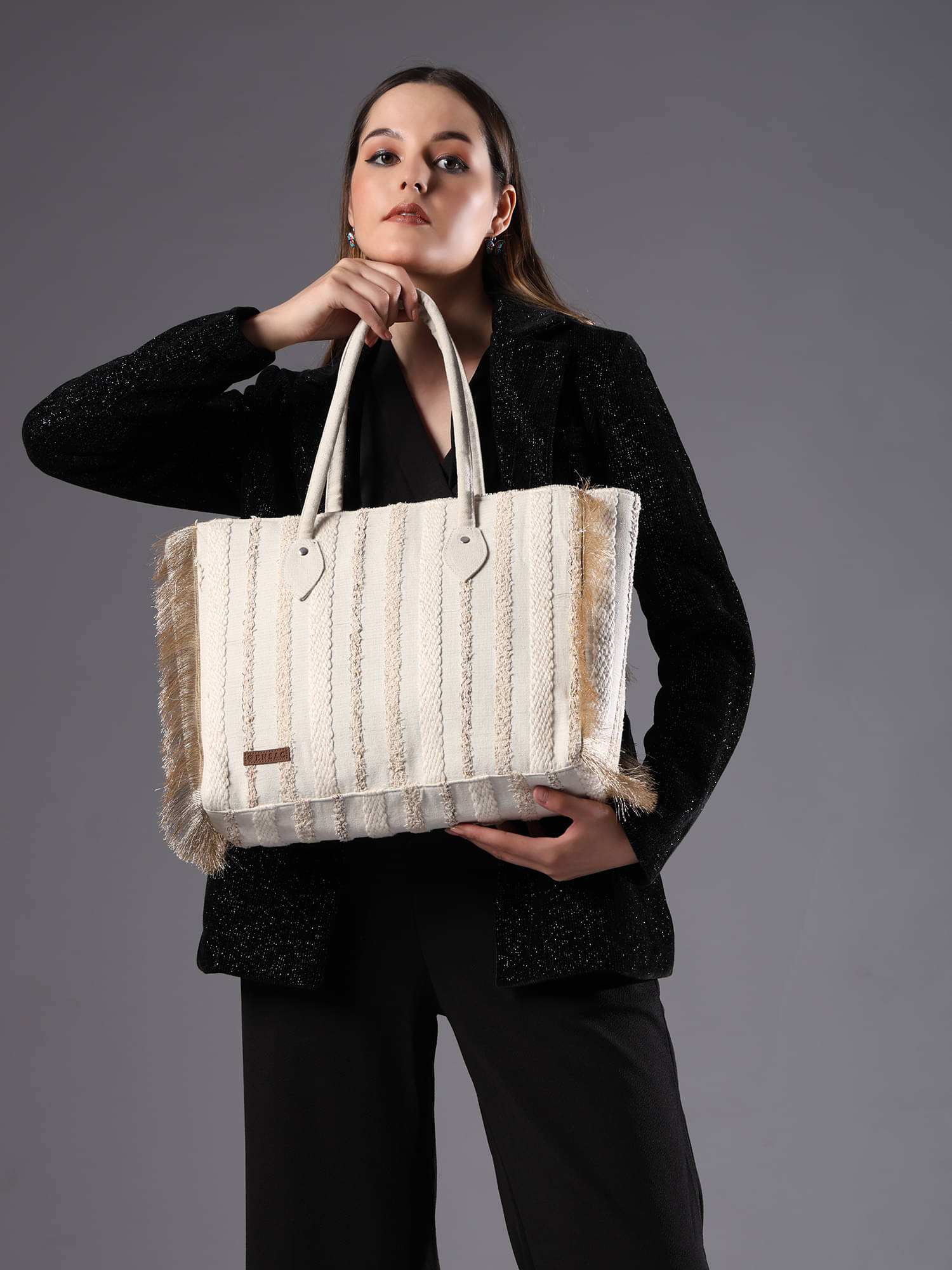     			ENSAC Tote Bag Cotton Set of 1 ( Beige )