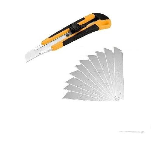 Eclet Heavy Duty 18 mm Cutter Knife with 10 Replacement Blades(Color as per Availability)(A) Eclet Heavy Duty 18 mm Cutter Knife with 10 Replacement Blades(Color as per Availability)(A)