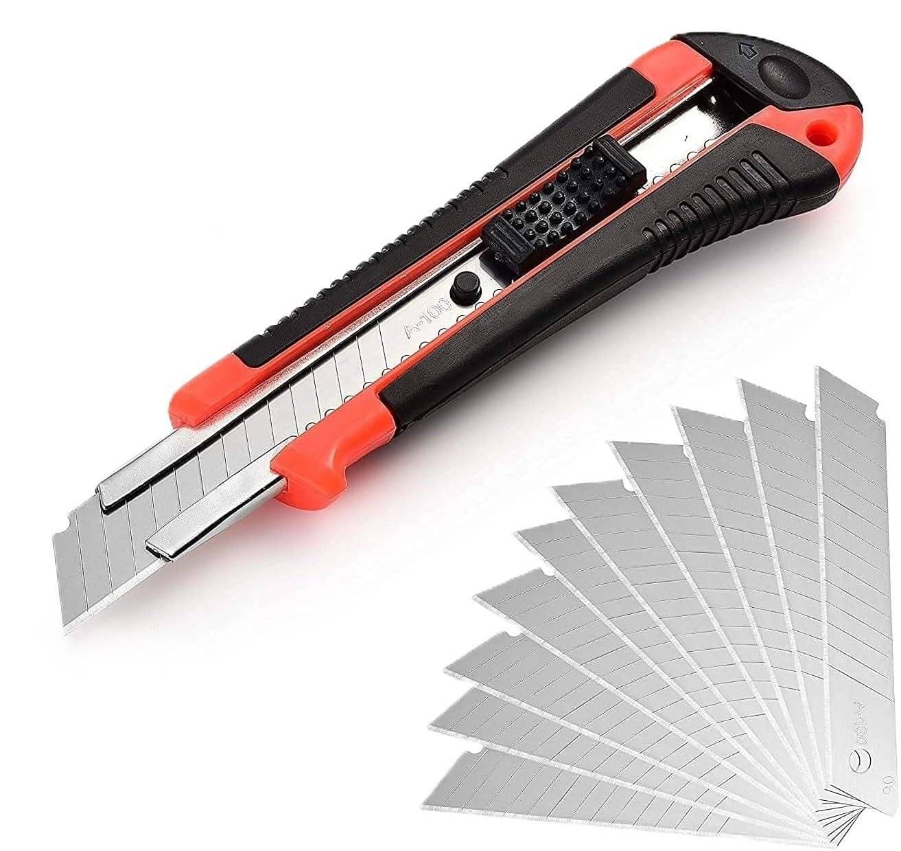     			Eclet Heavy Duty 18 mm Cutter Knife with 10 Replacement Blades(Color as per Availability)(A)