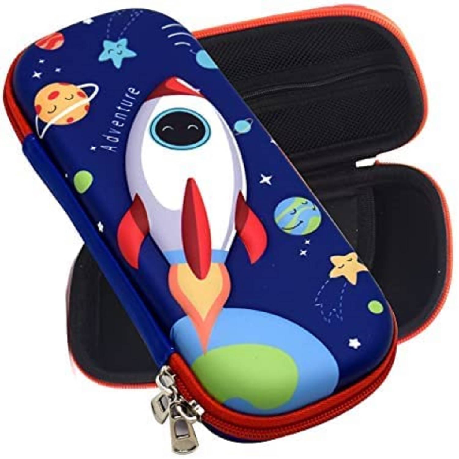     			FEDIFU 3D Cover Space Rocket Theme Pencil Case | Large Capacity Pencil Pouch Bag | Compass Education Pouch Organizers for Kids Children | Storage Box Childhood Presents