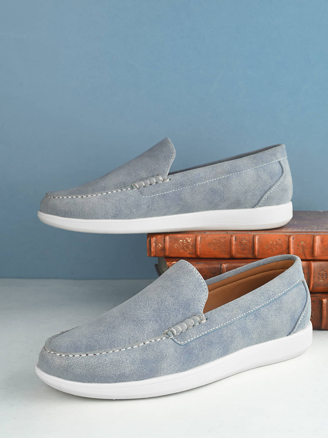 Fentacia MEN CASUAL SHOES Light Blue Men's Slip-on Shoes Fentacia MEN CASUAL SHOES Light Blue Men's Slip-on Shoes