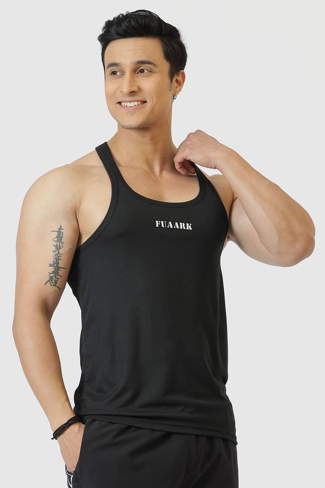     			Fuaark Black Polyester Regular Fit Men's Tanks ( Pack of 1 )