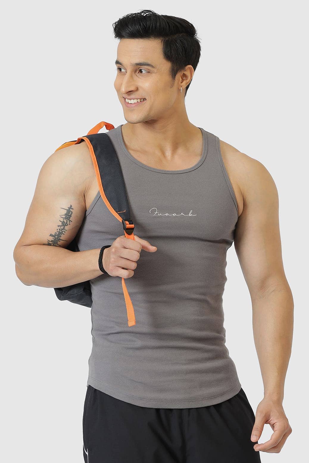 Fuaark White Cotton Slim Fit Men's Tanks ( Pack of 1 )