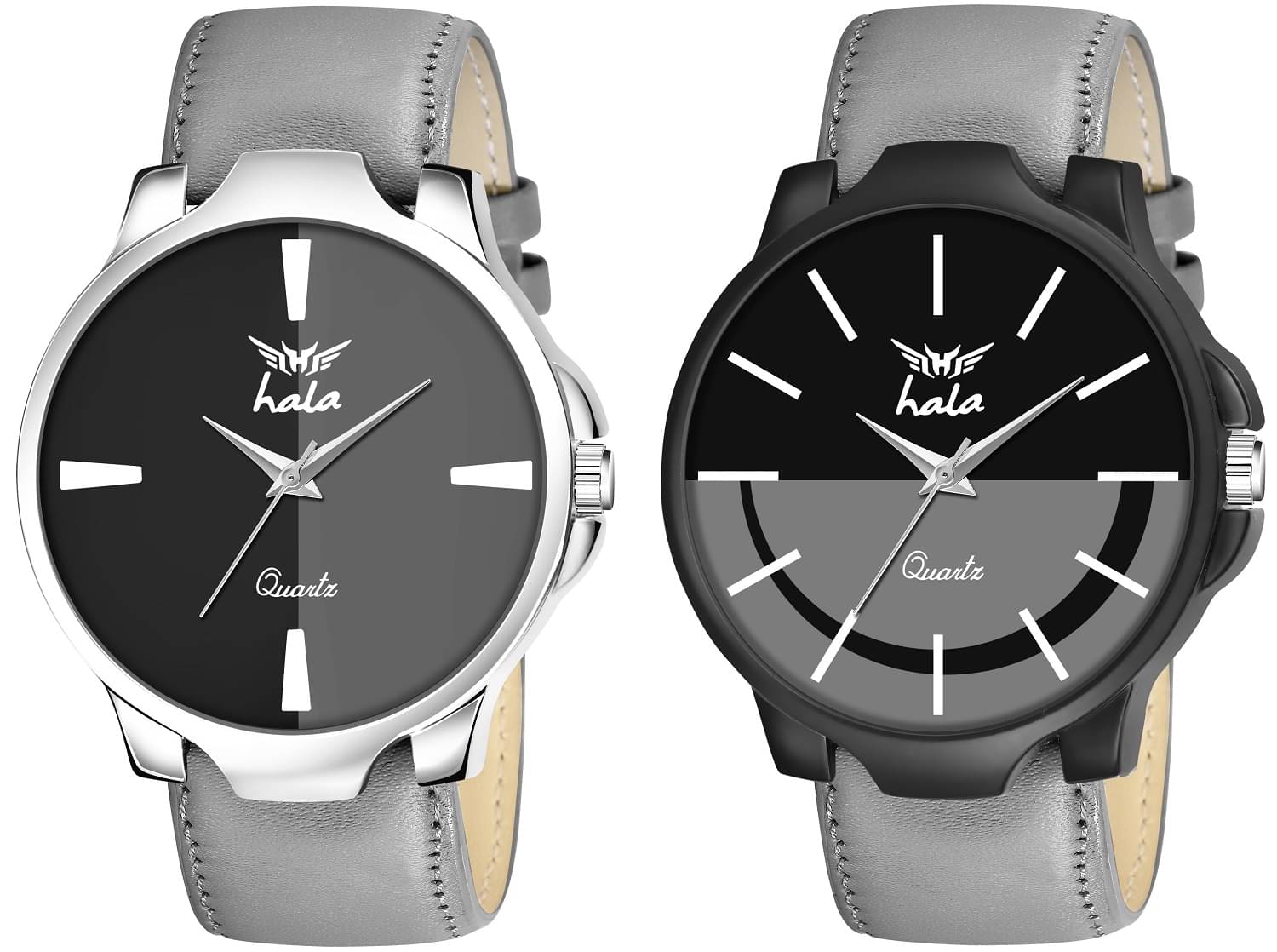     			Hala Light Grey Leather Analog Men's Watch