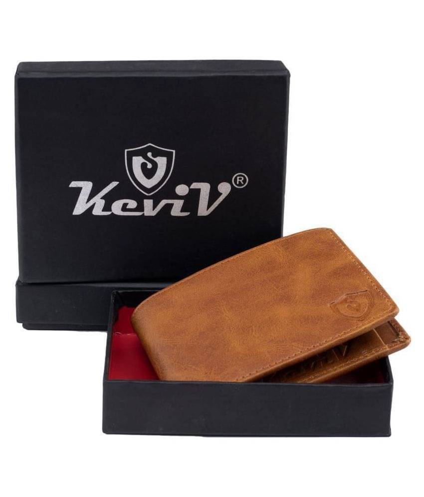     			Keviv Tan Leather Men's Two Fold Wallet,Travel Wallet,Regular Wallet ( Pack of 1 )