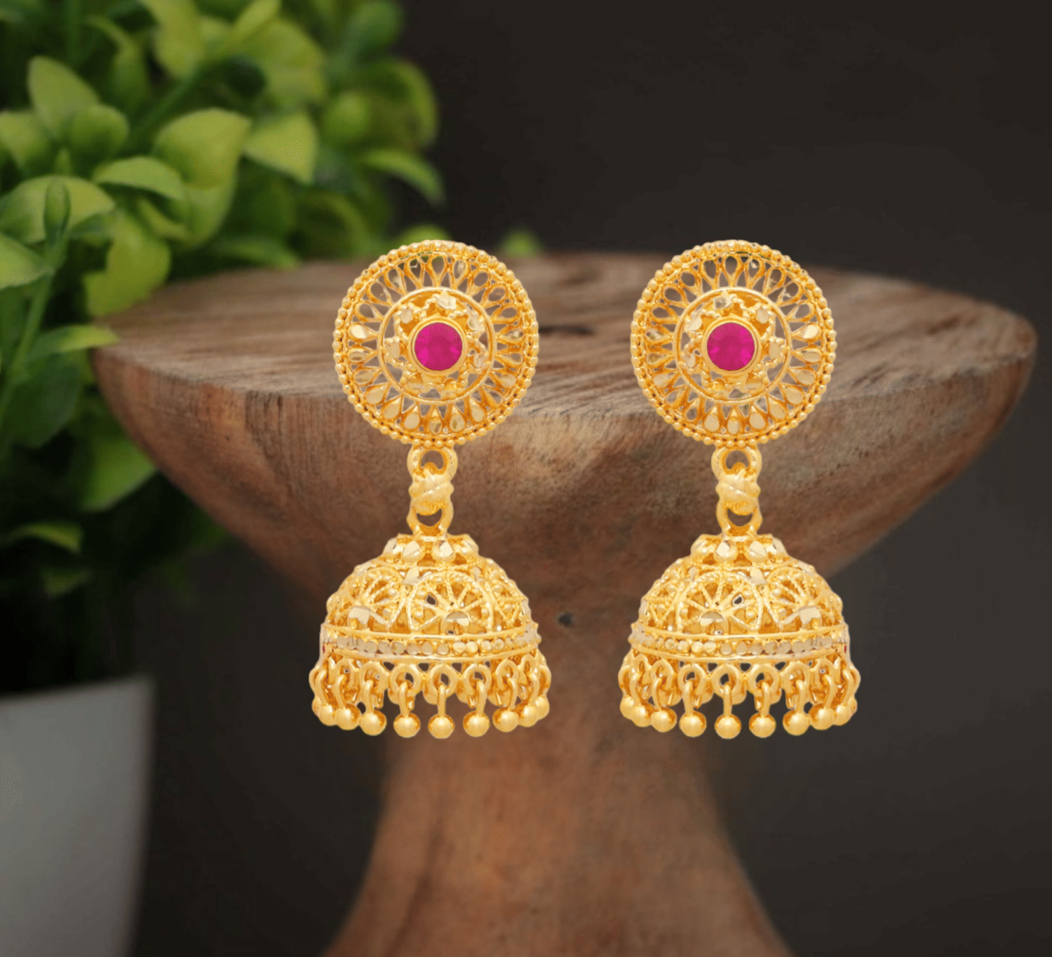     			LUV FASHION Fluorescent Pink Jhumki Earrings ( Pack of 1 )
