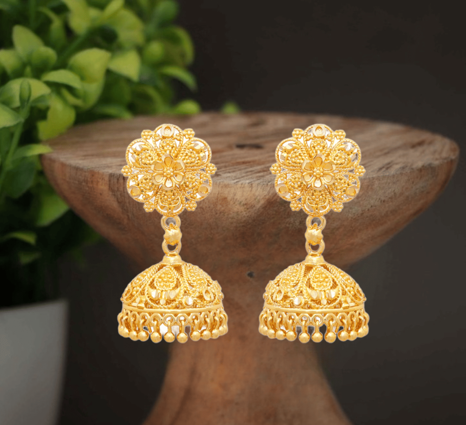     			LUV FASHION Golden Jhumki Earrings ( Pack of 1 )