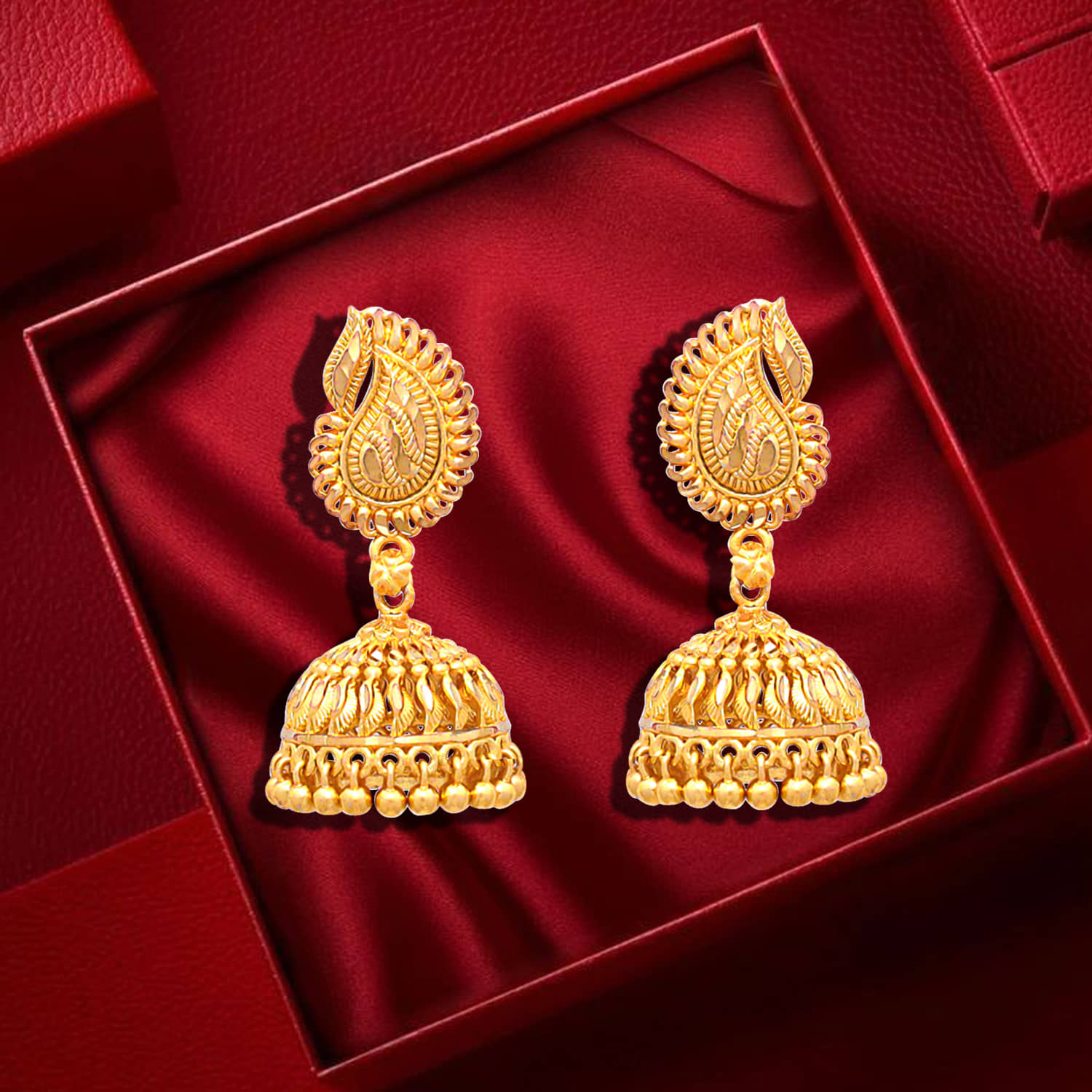 LUV FASHION Golden Jhumki Earrings ( Pack of 1 ) - Earrings | Buy online on ZillyBuy