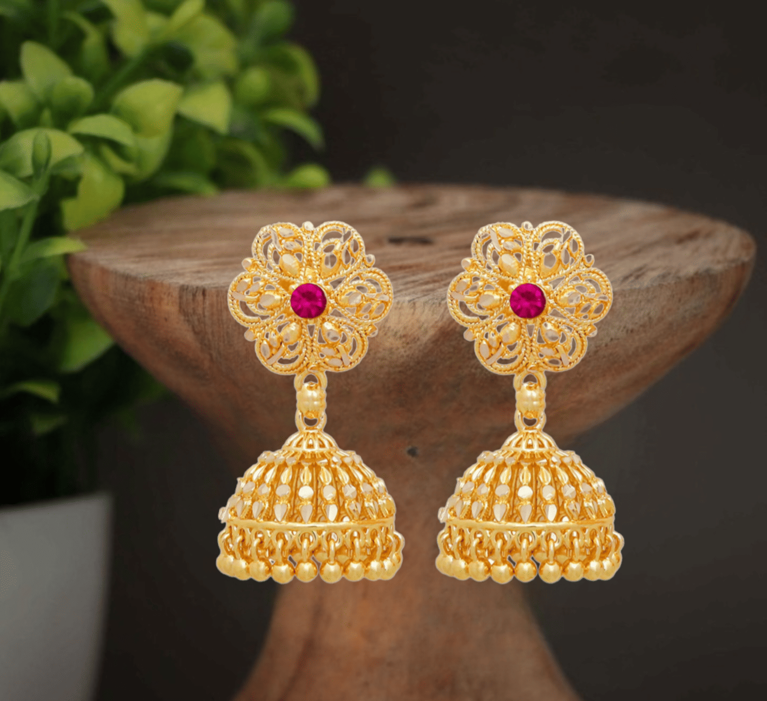 LUV FASHION Golden Jhumki Earrings ( Pack of 1 ) - Earrings | Buy online on ZillyBuy