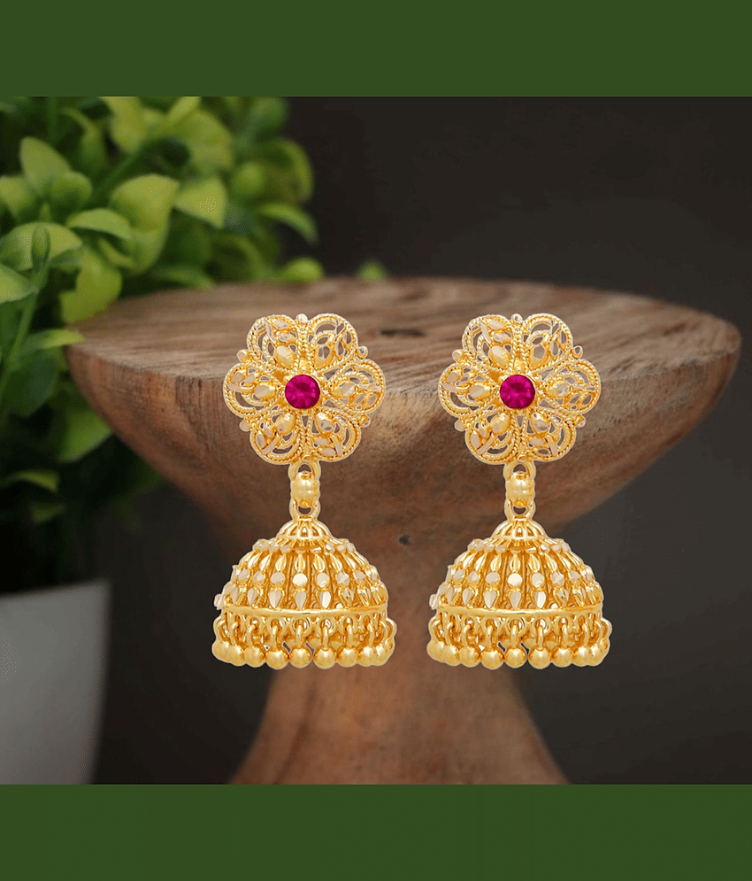 LUV FASHION Golden Jhumki Earrings ( Pack of 1 ) - Earrings | Buy online on ZillyBuy