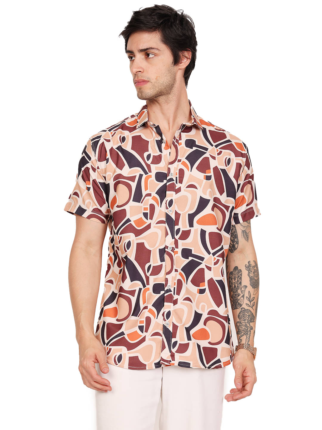 Leotude Cotton Blend Regular Fit Printed Full Sleeves Men's Casual Shirt - Brown ( Pack of 1 ) Leotude Cotton Blend Regular Fit Printed Full Sleeves Men's Casual Shirt - Brown ( Pack of 1 )