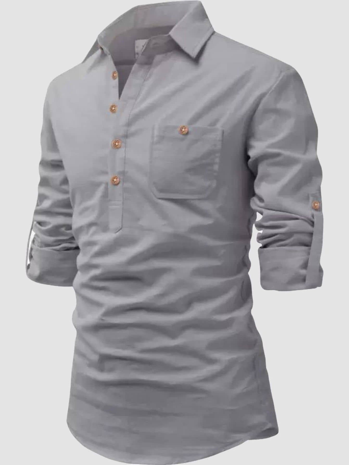 Life Roads Grey Cotton Men's Shirt Style Kurta ( Pack of 1 ) - Kurtas & Kurta Sets | Buy online on ZillyBuy