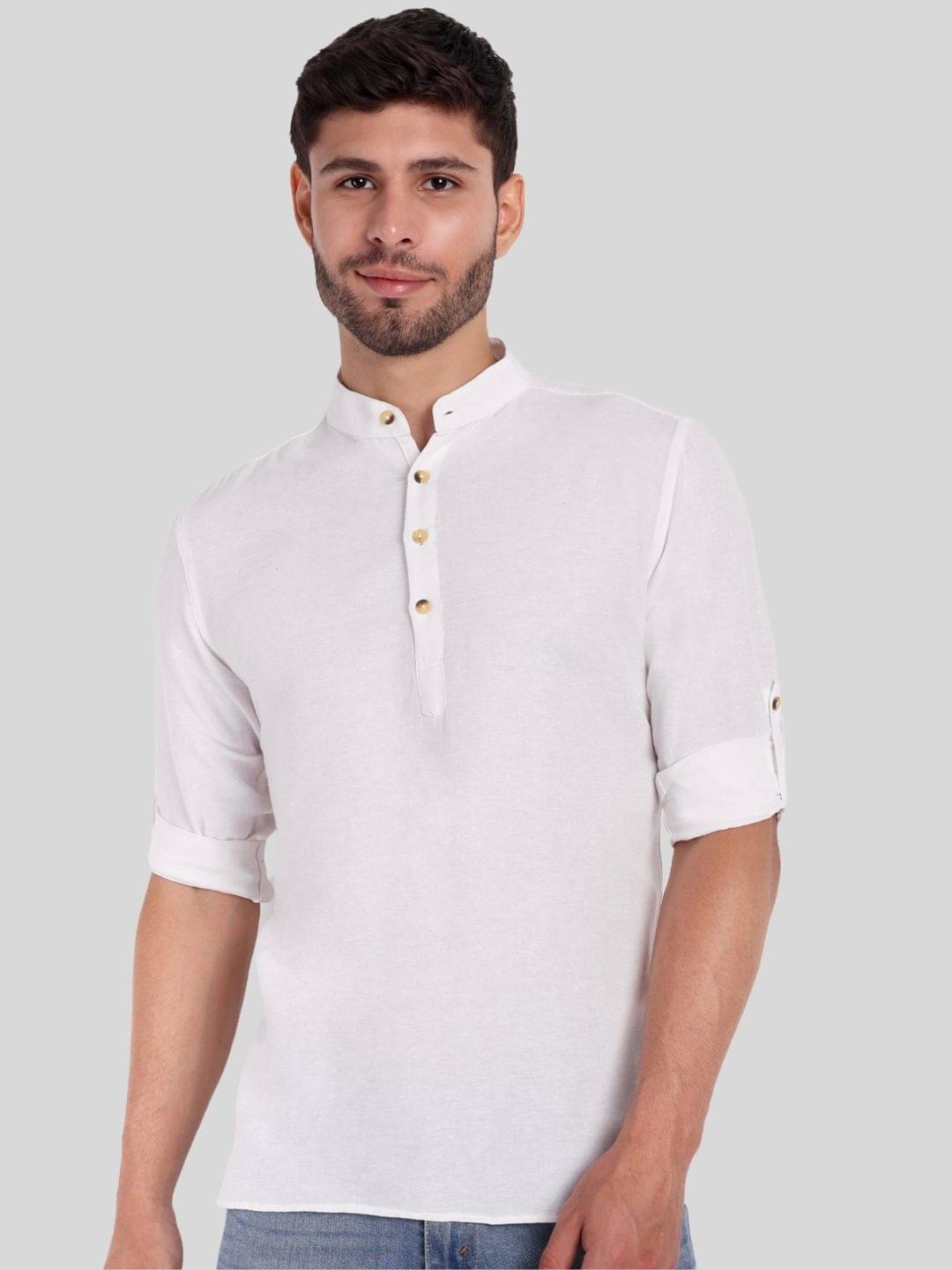 Life Roads White Cotton Men's Shirt Style Kurta ( Pack of 1 ) Life Roads White Cotton Men's Shirt Style Kurta ( Pack of 1 )