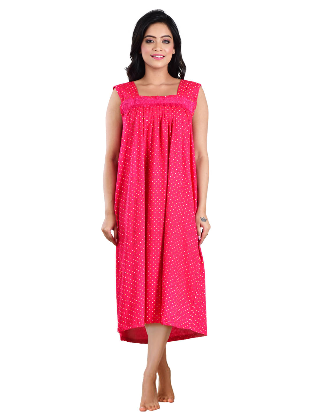 PIYALI'S CREATION WOMEN'S Pink Hosiery Women's Nightwear Nighty & Night Gowns ( Pack of 1 ) PIYALI'S CREATION WOMEN'S Pink Hosiery Women's Nightwear Nighty & Night Gowns ( Pack of 1 )