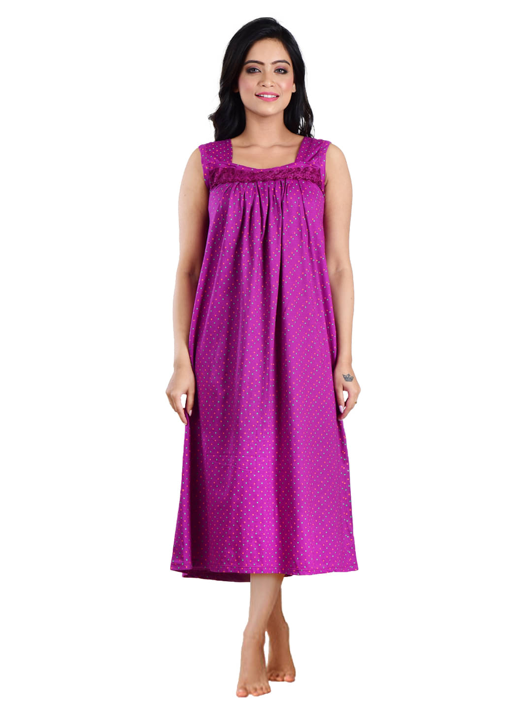 PIYALI'S CREATION WOMEN'S Purple Hosiery Women's Nightwear Nighty & Night Gowns ( Pack of 1 ) PIYALI'S CREATION WOMEN'S Purple Hosiery Women's Nightwear Nighty & Night Gowns ( Pack of 1 )