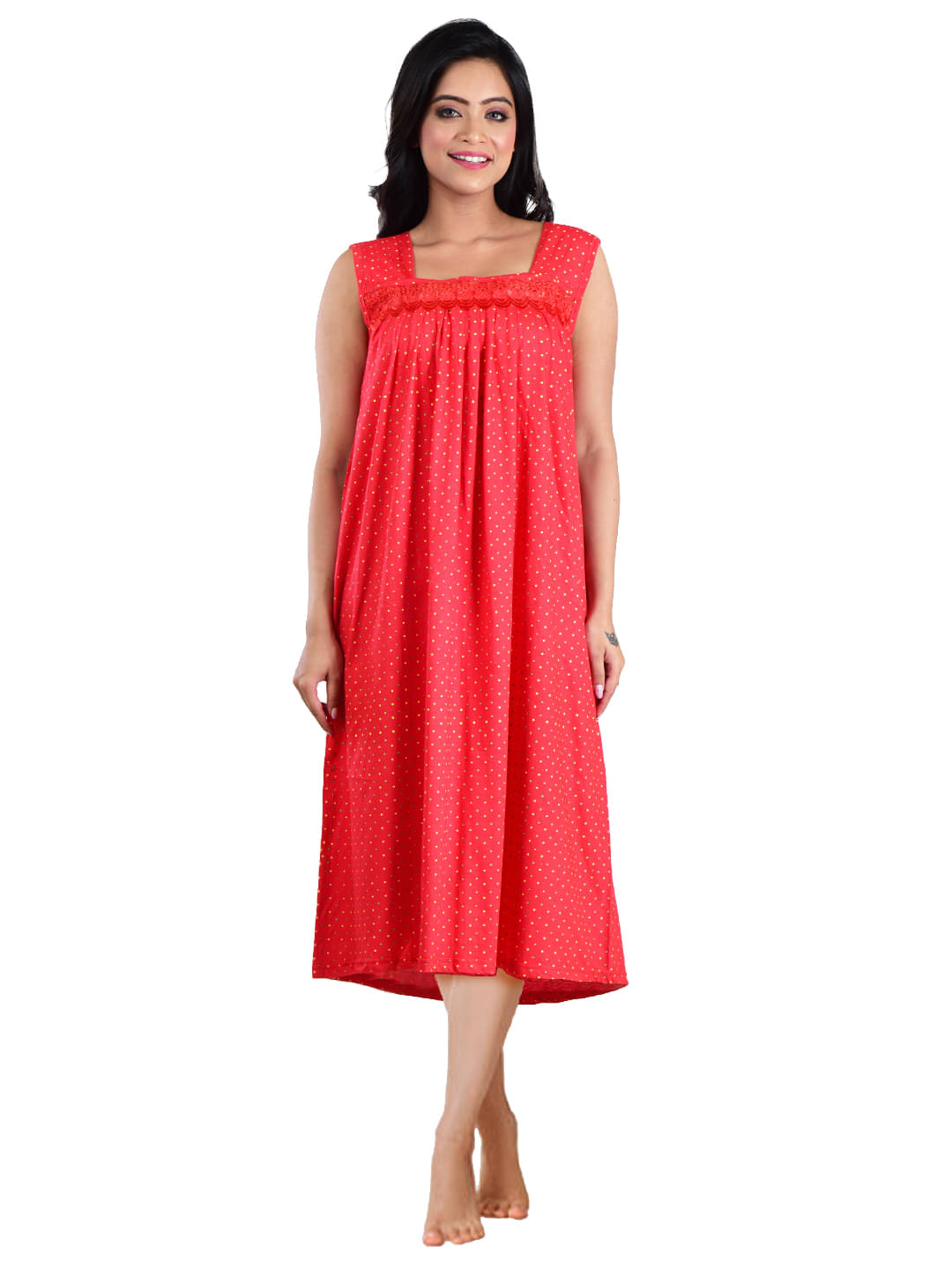     			PIYALI'S CREATION WOMEN'S Red Hosiery Women's Nightwear Nighty & Night Gowns ( Pack of 1 )