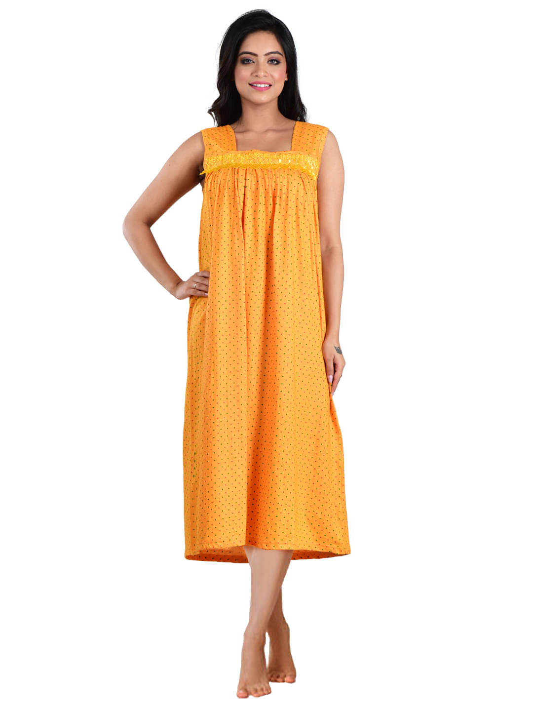 PIYALI'S CREATION WOMEN'S Yellow Hosiery Women's Nightwear Nighty & Night Gowns ( Pack of 1 ) PIYALI'S CREATION WOMEN'S Yellow Hosiery Women's Nightwear Nighty & Night Gowns ( Pack of 1 )