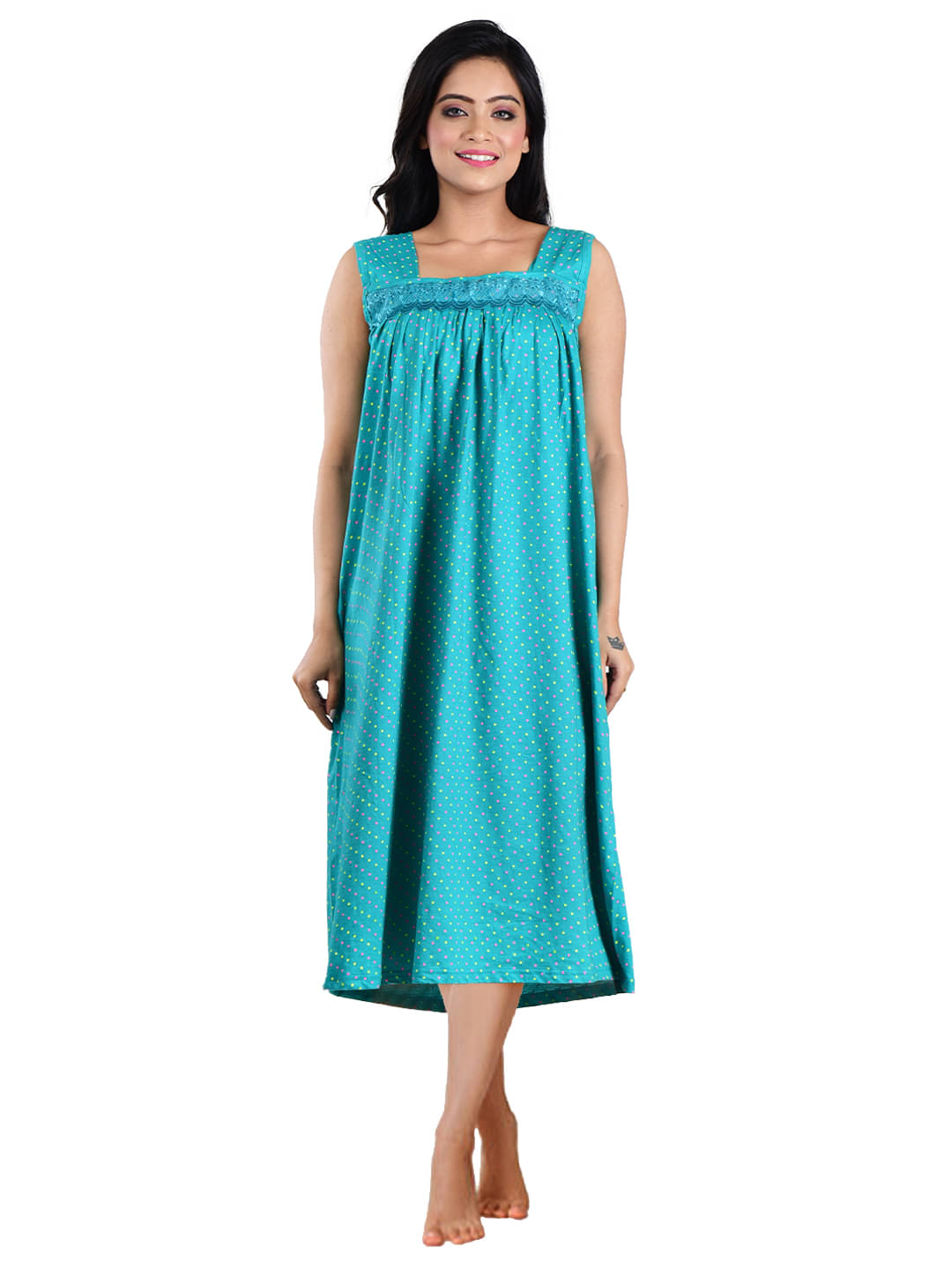PIYALI'S CREATION WOMEN'S Blue Hosiery Women's Nightwear Nighty & Night Gowns ( Pack of 1 ) PIYALI'S CREATION WOMEN'S Blue Hosiery Women's Nightwear Nighty & Night Gowns ( Pack of 1 )