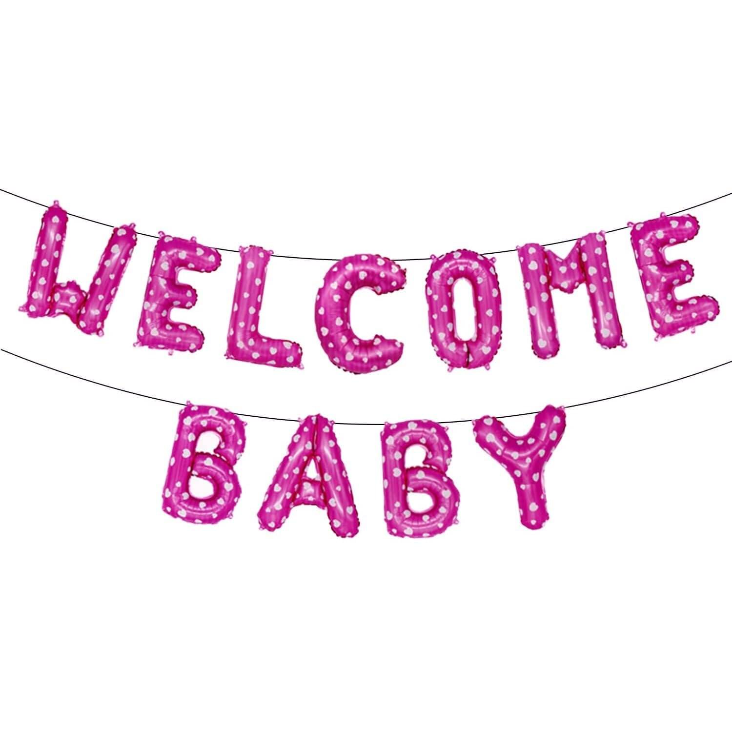     			PartyBooms Welcome Baby Boy Blue Foil Balloons for Welcome New Born Baby Items Blue Balloons for Baby Boy Set of 11 Pcs (Pink)