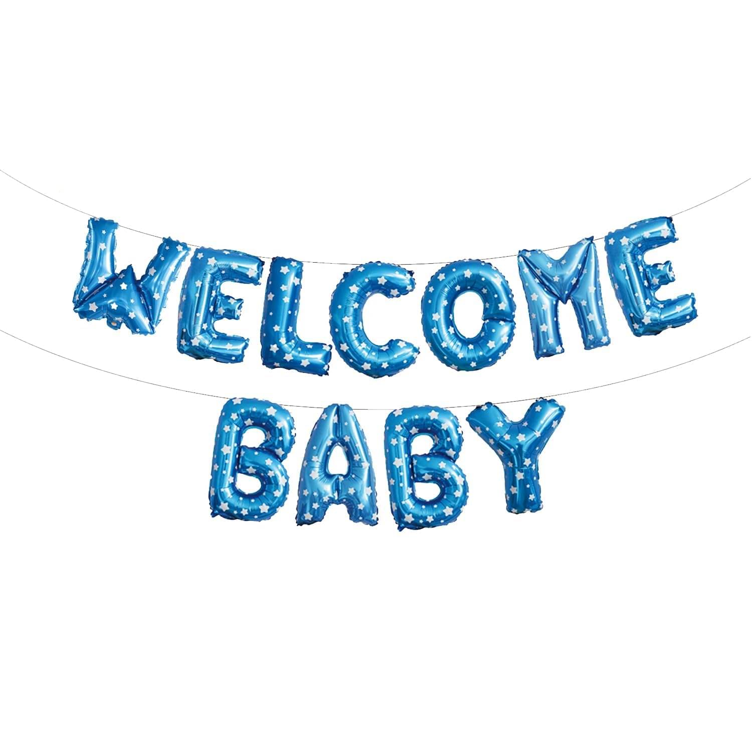     			PartyBooms Welcome Baby Boy Blue Foil Balloons for Welcome New Born Baby Items Blue Balloons for Baby Boy Set of 11 Pcs (Blue)