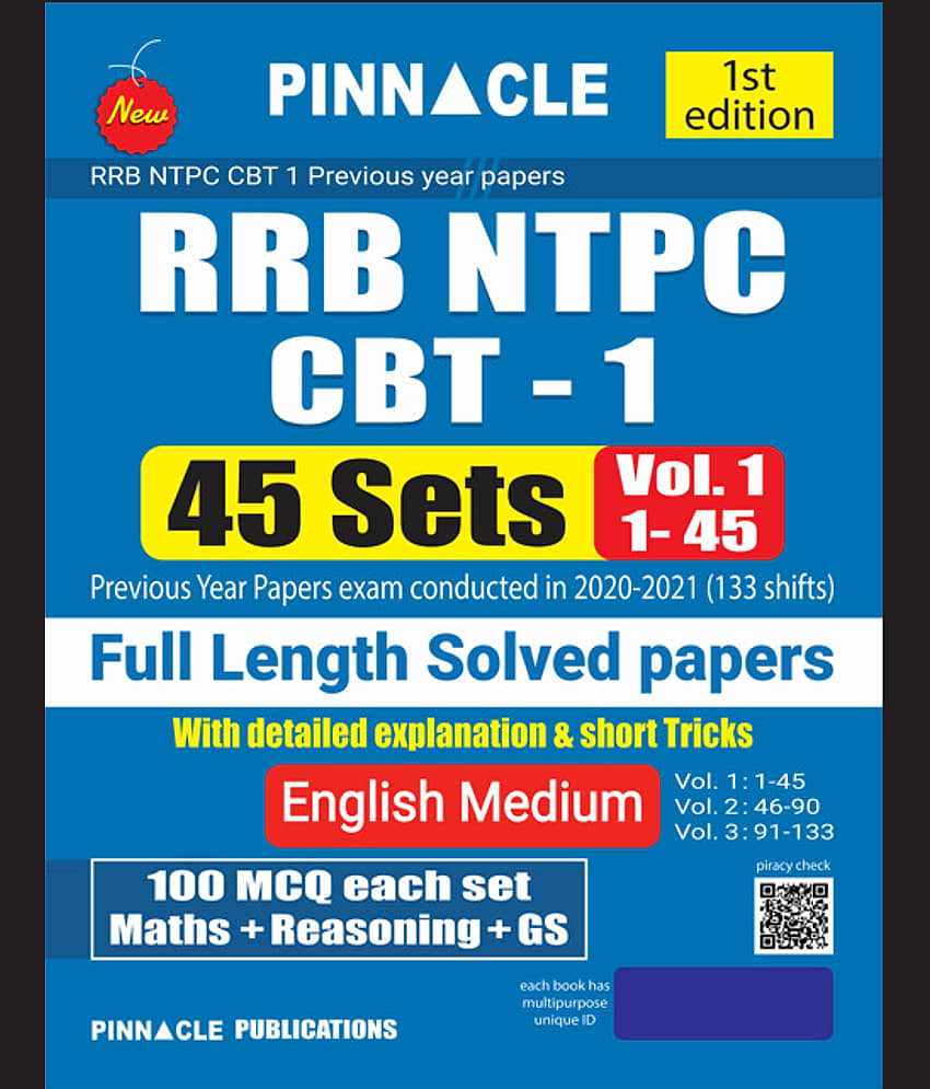 RRB NTPC CBT-1 : 45 (1 - 45) Sets vol. 1 full length solved papers English medium