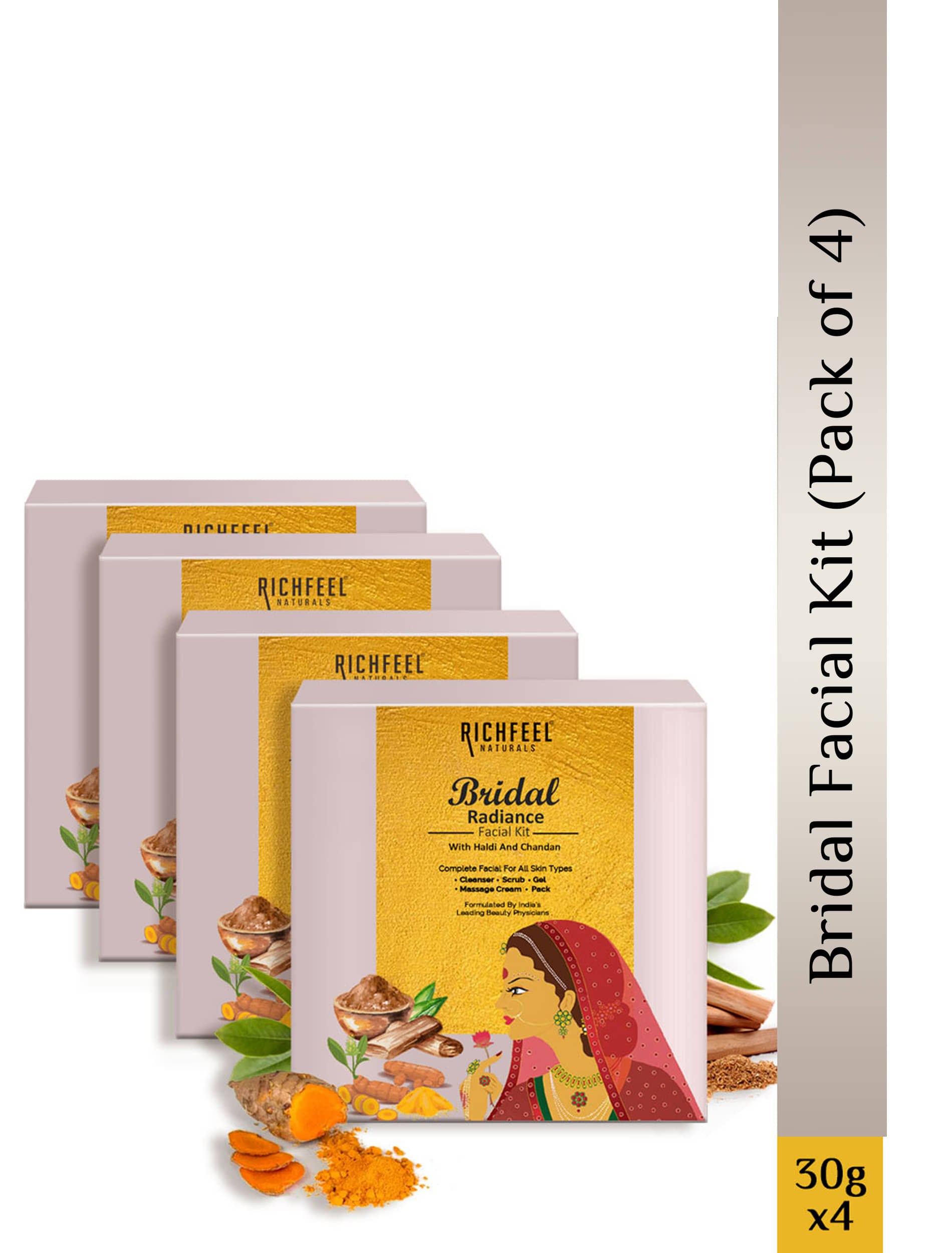 Richfeel 1 Time Use Facial Kit For Normal Skin Saffron 4 ( Pack of 4 )
