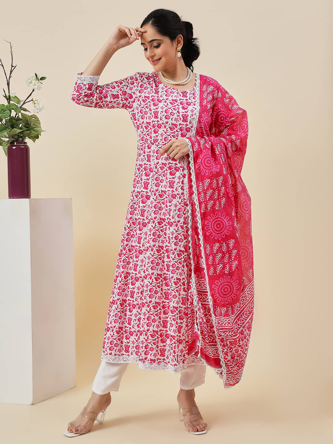Royal Export Cotton Blend Printed Kurti With Pants Women's Stitched Salwar Suit - Blue ( Pack of 1 )