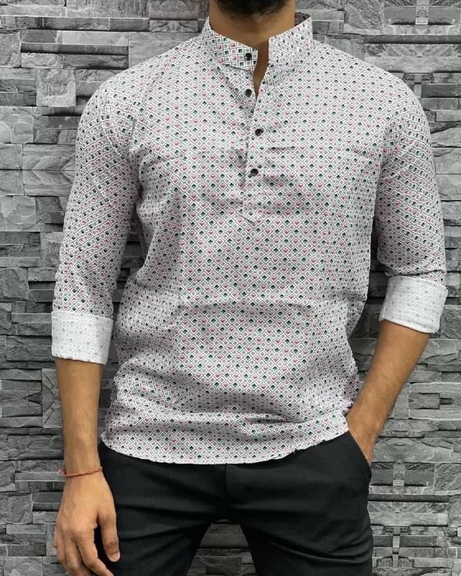 Saadhvi Off-White Cotton Blend Men's Shirt Style Kurta ( Pack of 1 ) Saadhvi Off-White Cotton Blend Men's Shirt Style Kurta ( Pack of 1 )