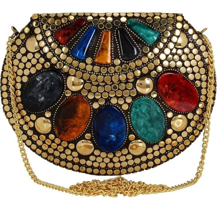     			Shakuntla Vintage Gold Metal Crossbody