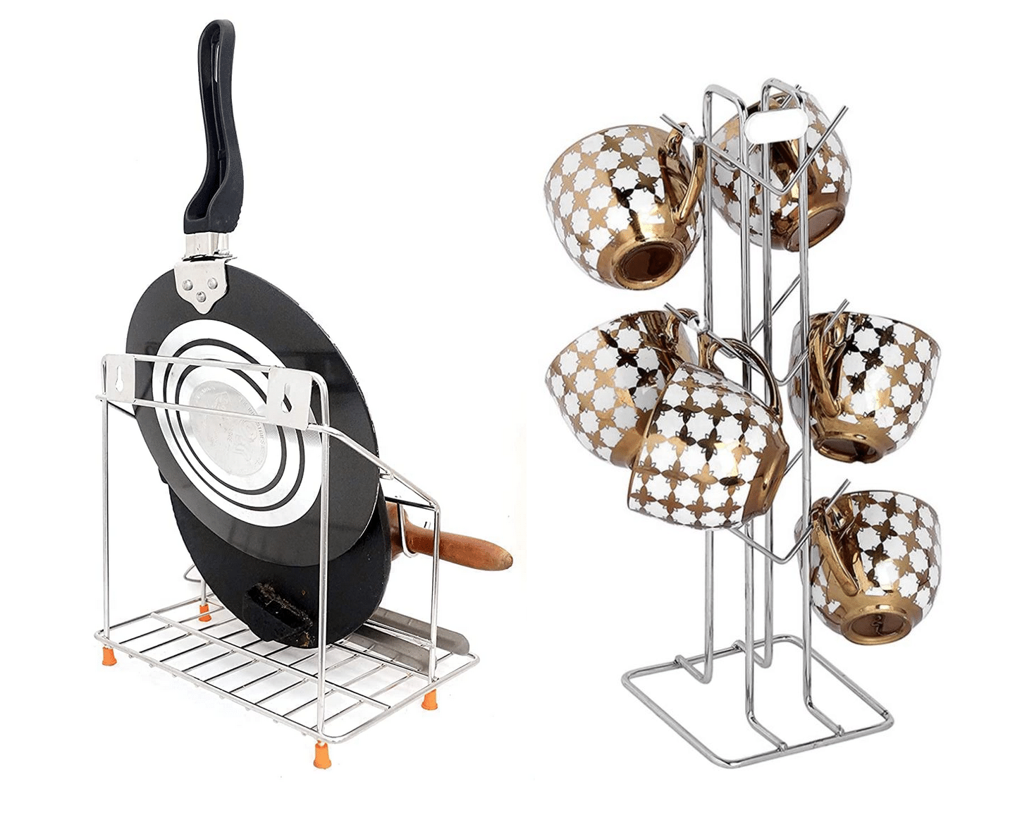 Sushil Silver Stainless Steel Dish Racks ( Pack of 2 ) Sushil Silver Stainless Steel Dish Racks ( Pack of 2 )