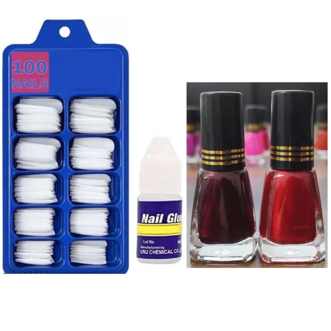     			swenky artificial nails with glue & nail polish (Pack of 4)