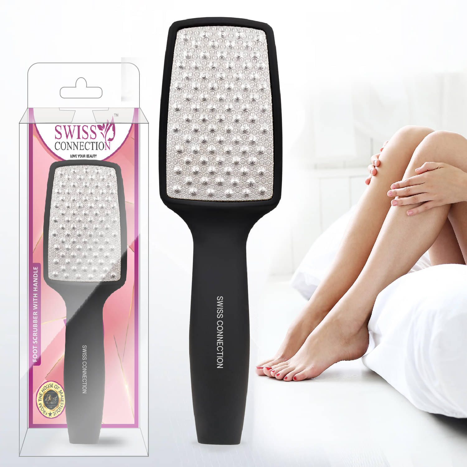     			Swiss Connection Foot Scrubber For Dead Skin | Callus Remover | Feet Scraper Black