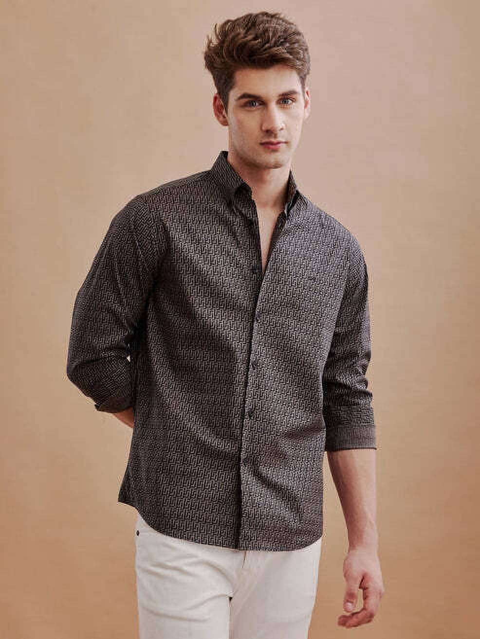 U TURN Cotton Blend Slim Fit Printed Full Sleeves Men's Casual Shirt - Brown ( Pack of 1 ) U TURN Cotton Blend Slim Fit Printed Full Sleeves Men's Casual Shirt - Brown ( Pack of 1 )