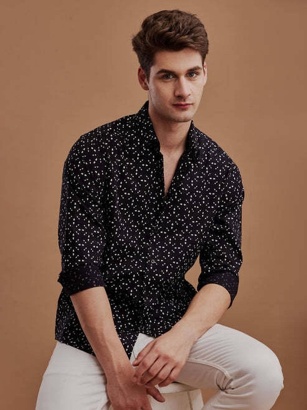 U TURN Cotton Blend Slim Fit Printed Full Sleeves Men's Casual Shirt - Navy ( Pack of 1 ) U TURN Cotton Blend Slim Fit Printed Full Sleeves Men's Casual Shirt - Navy ( Pack of 1 )