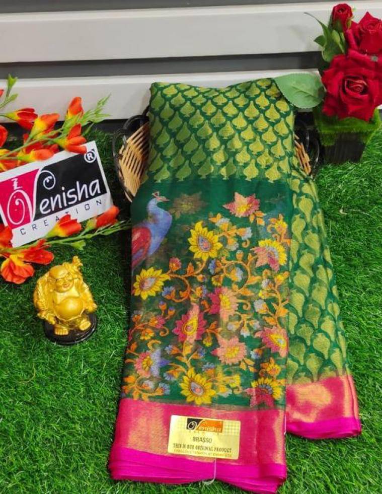 mahalaxmi fab Brasso Applique Saree With Unstitched Blouse Piece ( Green ) mahalaxmi fab Brasso Applique Saree With Unstitched Blouse Piece ( Green )